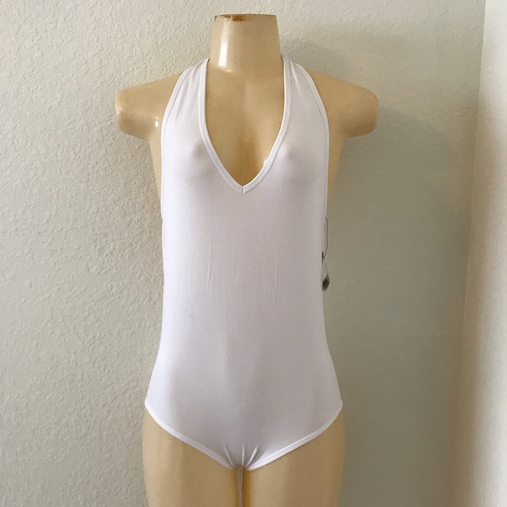 Madrag White Halter Body Suit Size Small